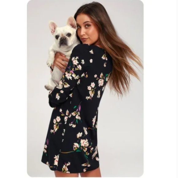 Lulu’s Herbaceous Navy Blue Floral Shift Dress - Picture 3 of 8